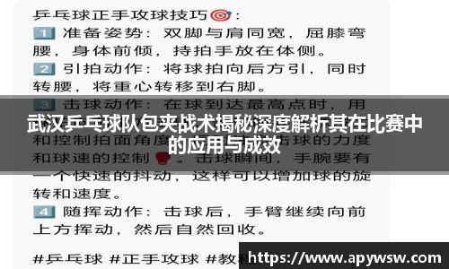 武汉乒乓球队包夹战术揭秘深度解析其在比赛中的应用与成效